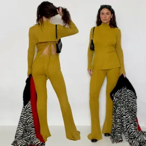 2 Piece Ribbed Knit Pant Set