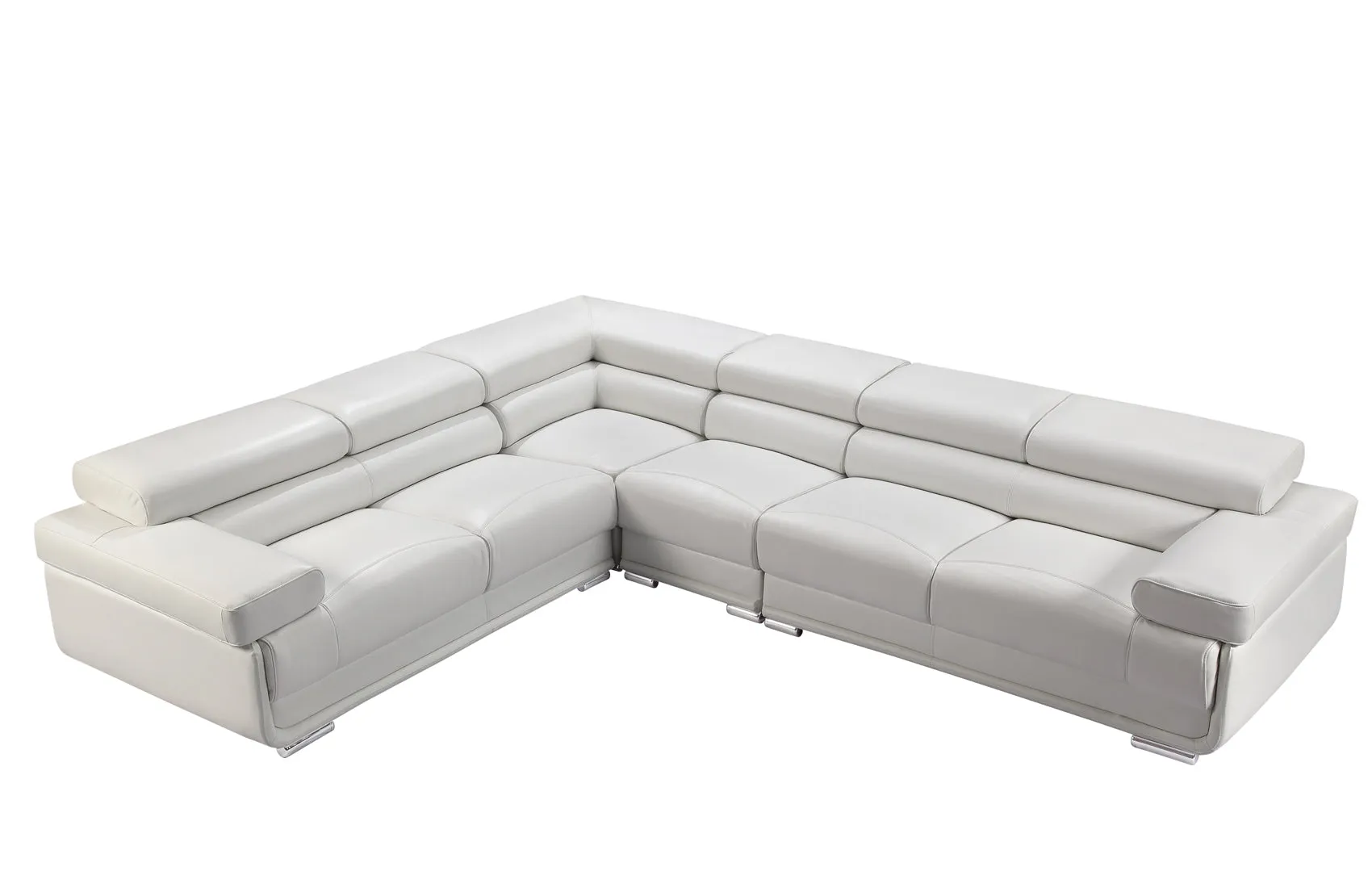 2119 White Convertible Configuration Sectional, Top Grain leather