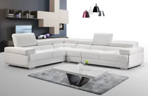 2119 White Convertible Configuration Sectional, Top Grain leather