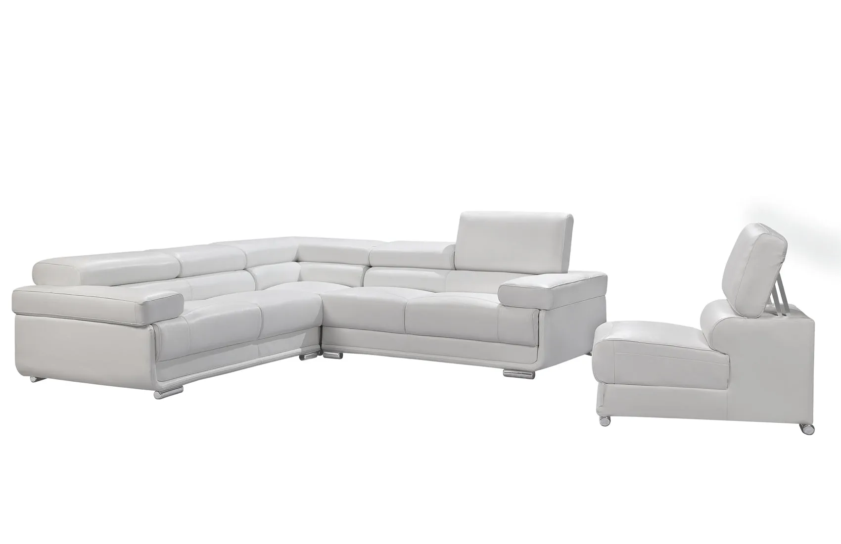 2119 White Convertible Configuration Sectional, Top Grain leather