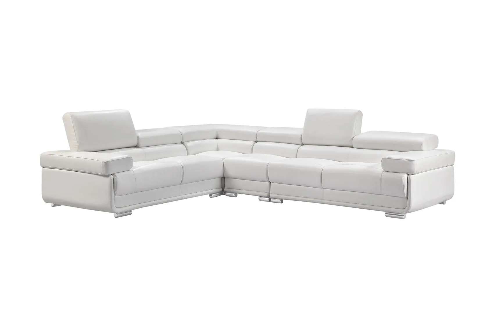 2119 White Convertible Configuration Sectional, Top Grain leather