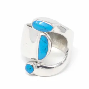 Alpaca Silver Wrap Ring Turquoise Size 7