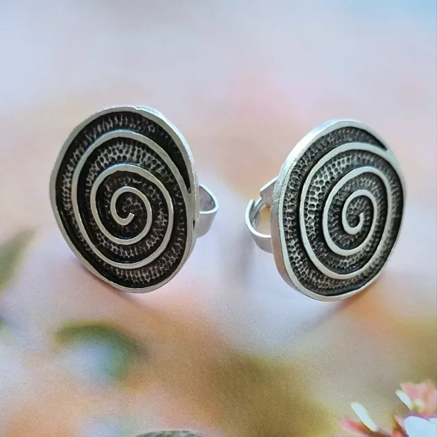 Anatolian Boho Silver Swirl Ring