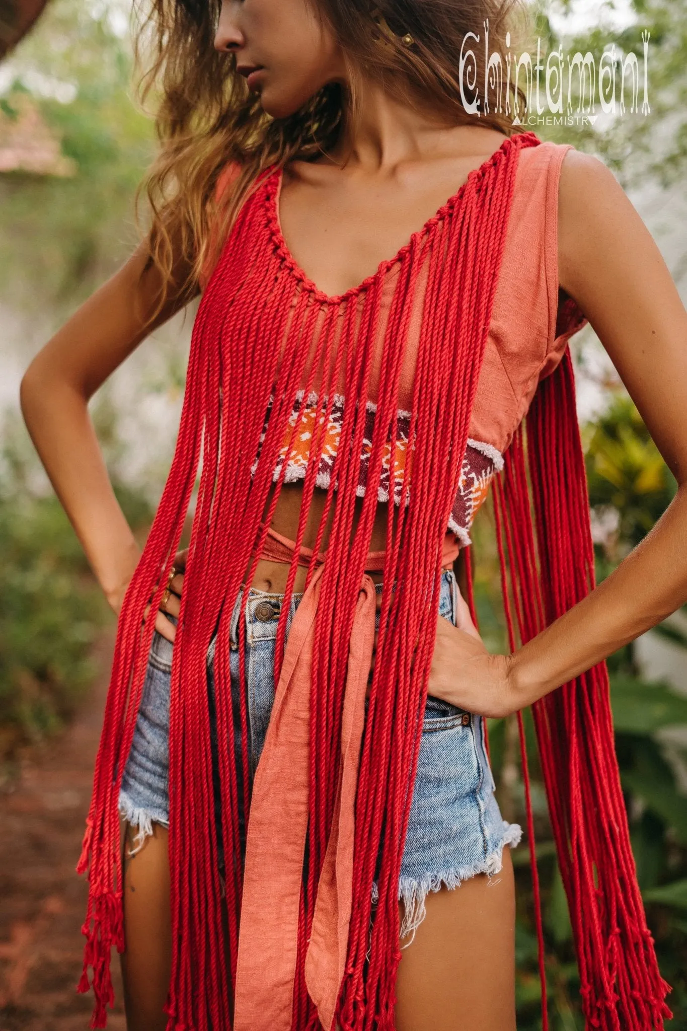 Apache Crop Top / Salmon Red