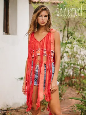 Apache Crop Top / Salmon Red
