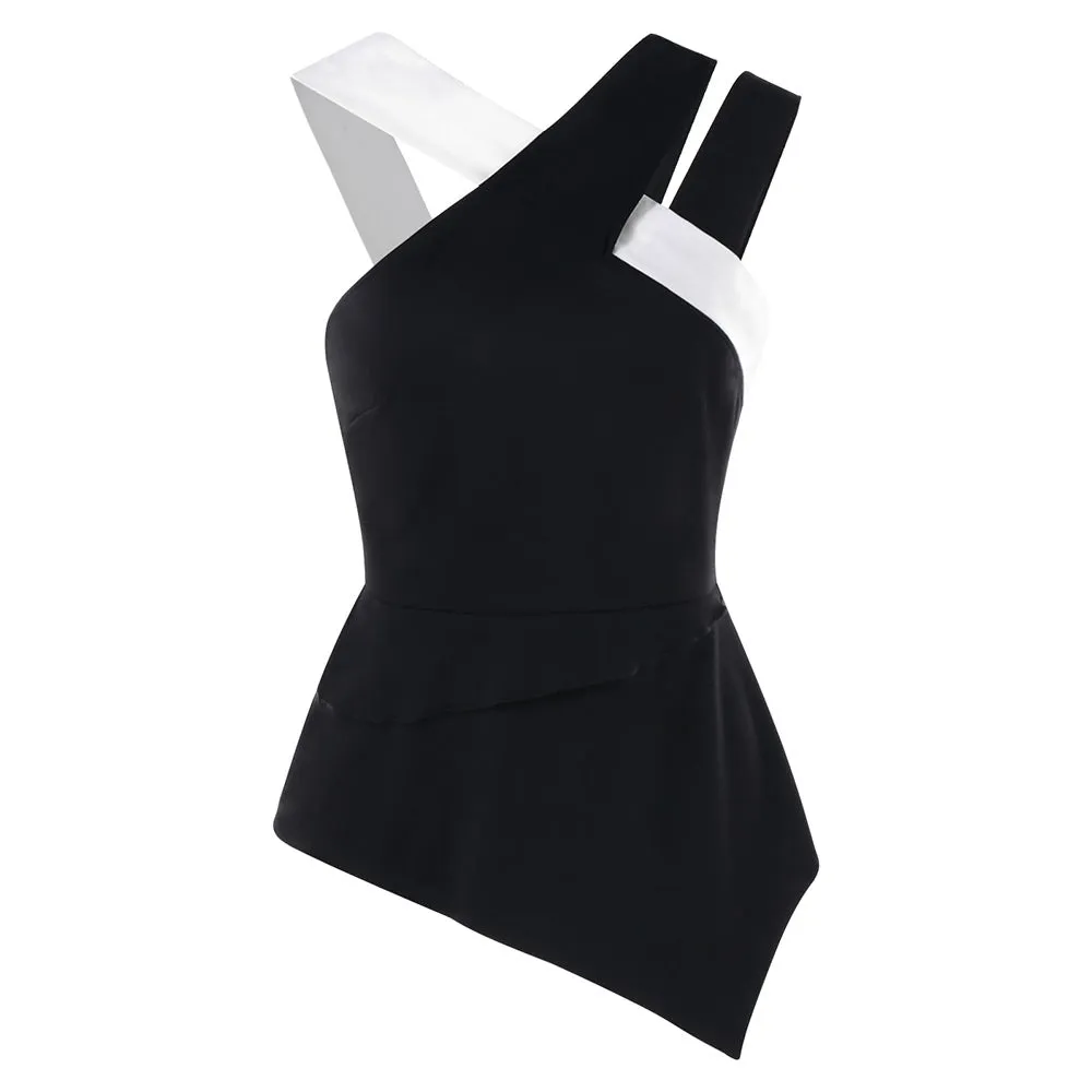 Back Zip Asymmetrical Flare Tank Top