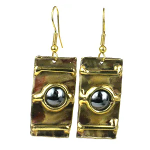 Between the Lines Hematite and Brass Earrings Brass Images