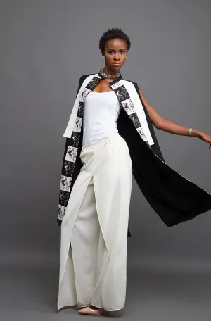 Black tunic with bogolan print panel