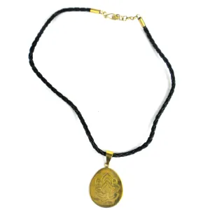 Bomb Shell Etched Lotus Pendant on Cord Craftworks Cambodia