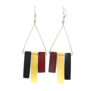 Bullhorn Tagua Sticks Triangle Earrings Burgundy - Faire Collection