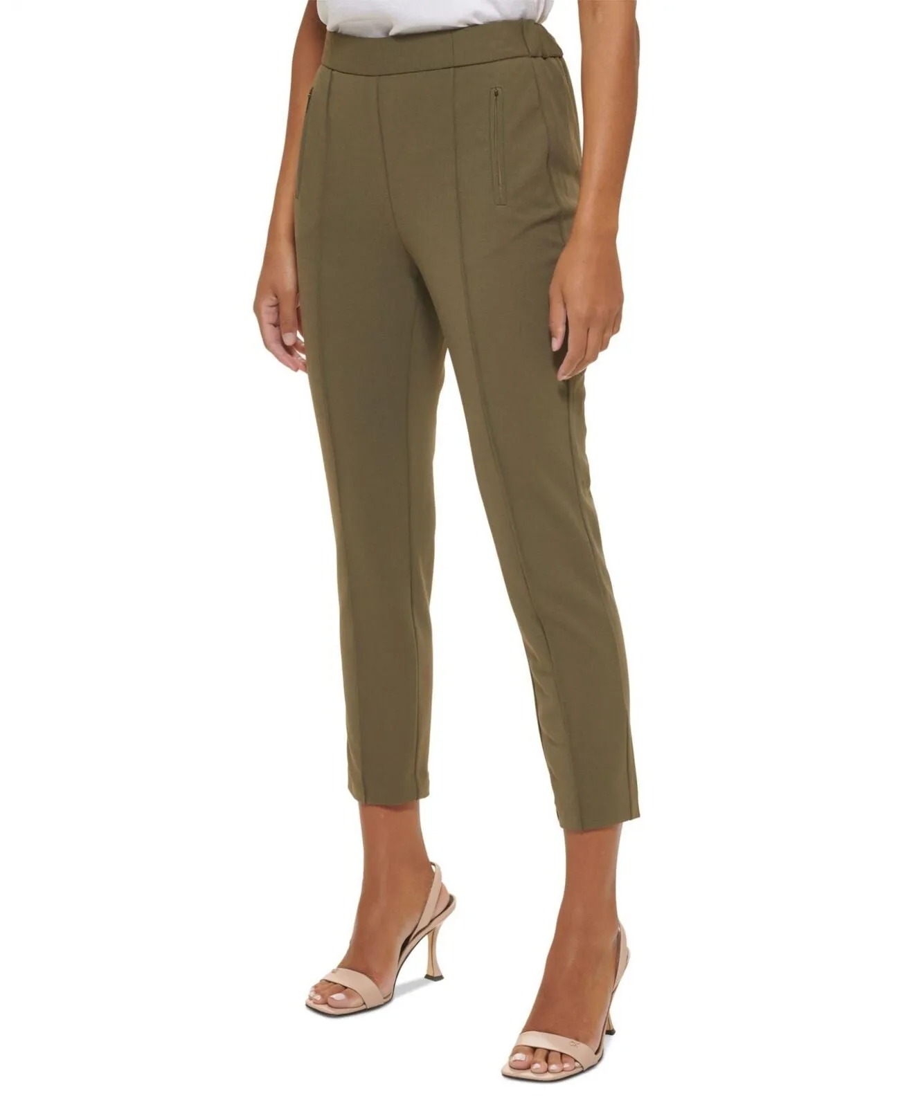 Calvin Klein Womens Petite Scuba Crepe Slim-Leg Pants T28PC533