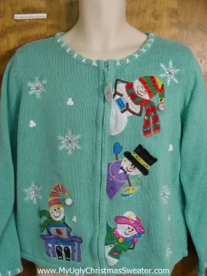 Colorful Jolly Snowmen Cheap Christmas Sweater