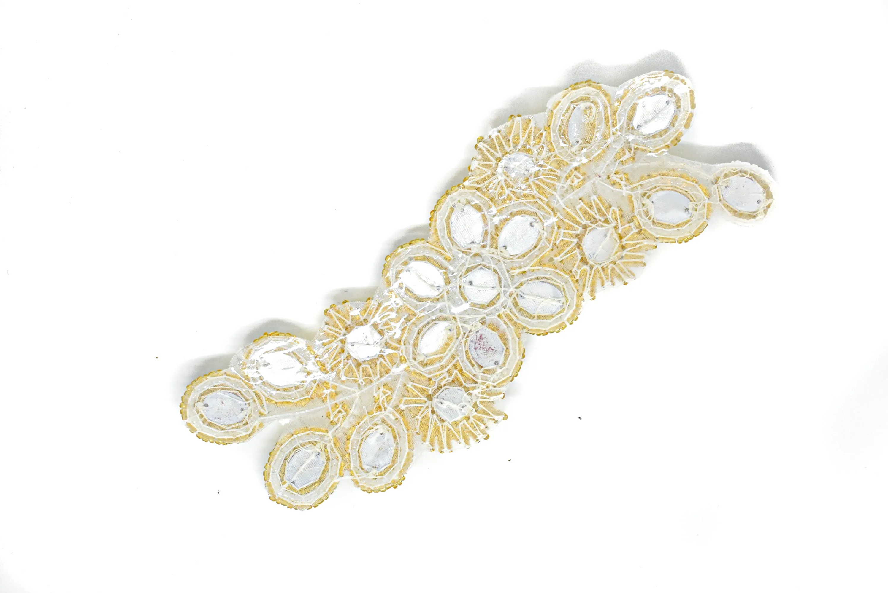 Colorful Wavy & Floral Pattern Rhinestone Patch/Applique 7" x 2" - 1 Piece