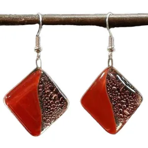 Deep Passion Fused Glass Earrings Tili Glass