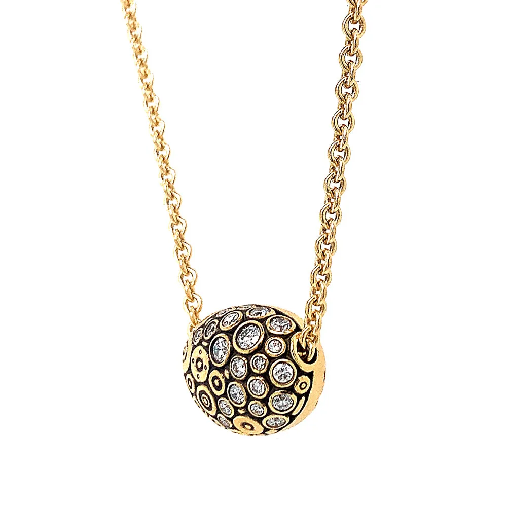 Diamond & Yellow Gold Pendant Necklace - "The Bean"