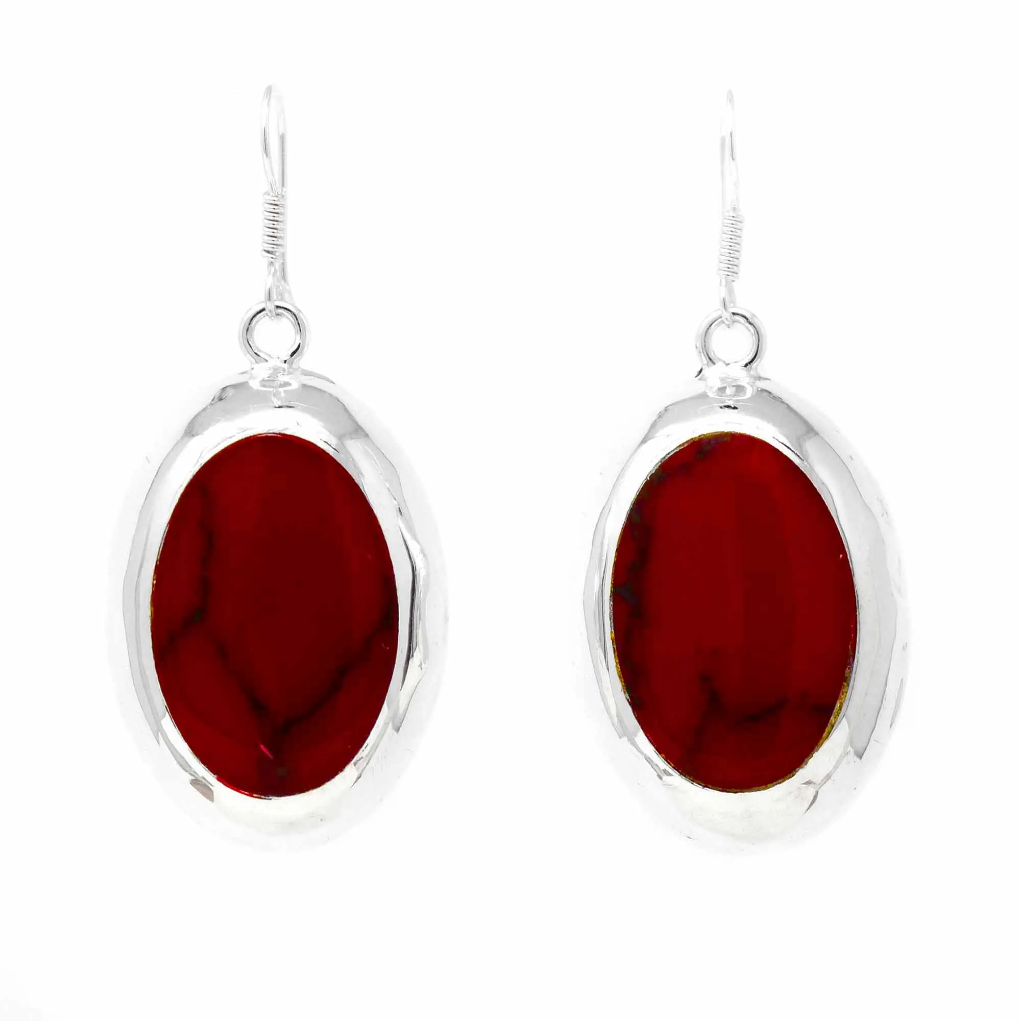 Earrings Red Jasper Ovals