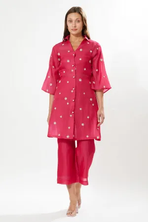 Fuchsia Pink Embroidered Dress