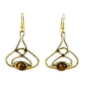 Golden Tiger Eye Bloom Brass Earrings Brass Images