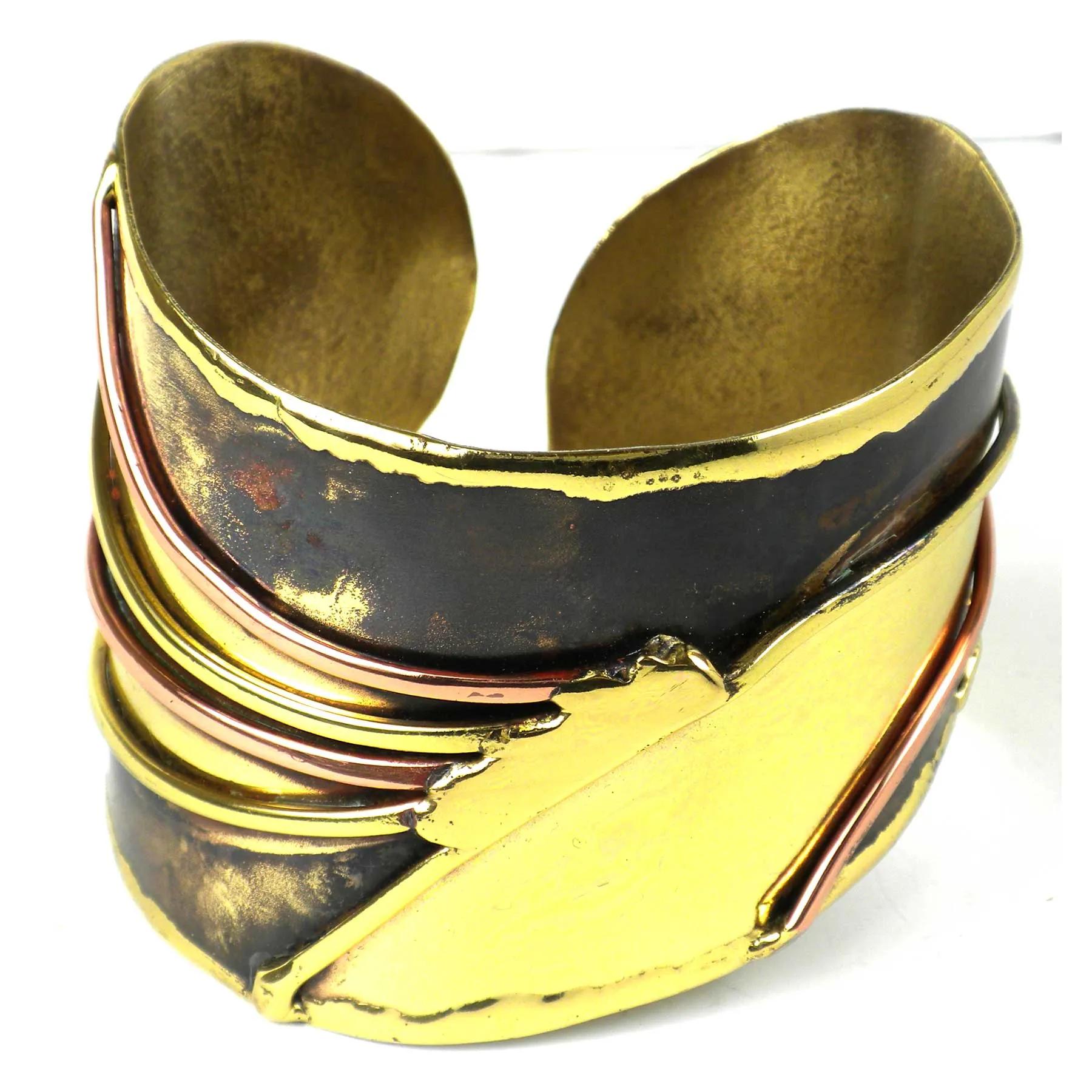 Handcrafted Brass and Copper Sunrays Cuff Brass Images