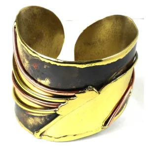 Handcrafted Brass and Copper Sunrays Cuff Brass Images