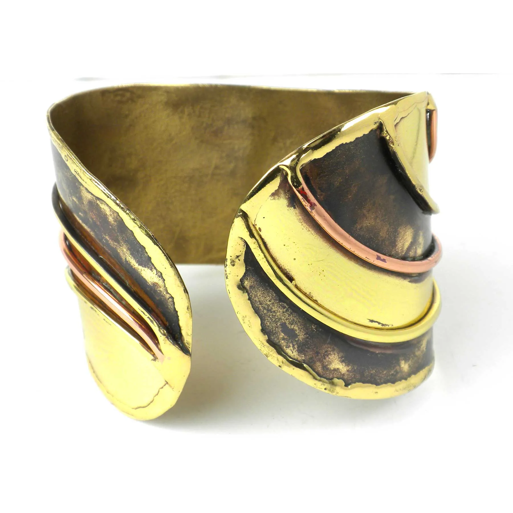 Handcrafted Brass and Copper Sunrays Cuff Brass Images