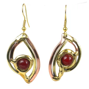 Handcrafted Carnelian Eye Brass Earrings Brass Images