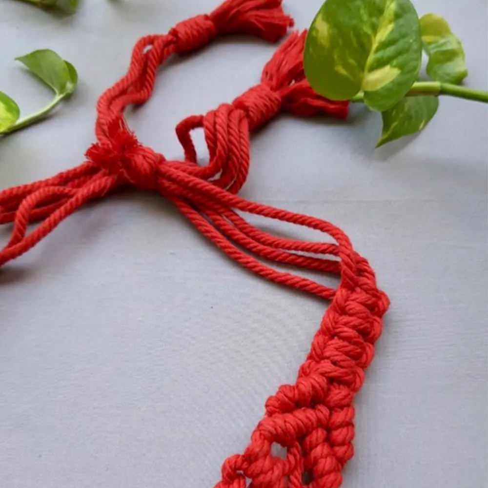 Handcrafted Macramé Hairband - Red