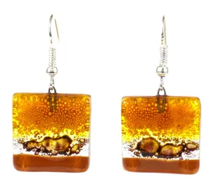 Handcrafted Sahara Square Fused Glass Earrings Tili Glass