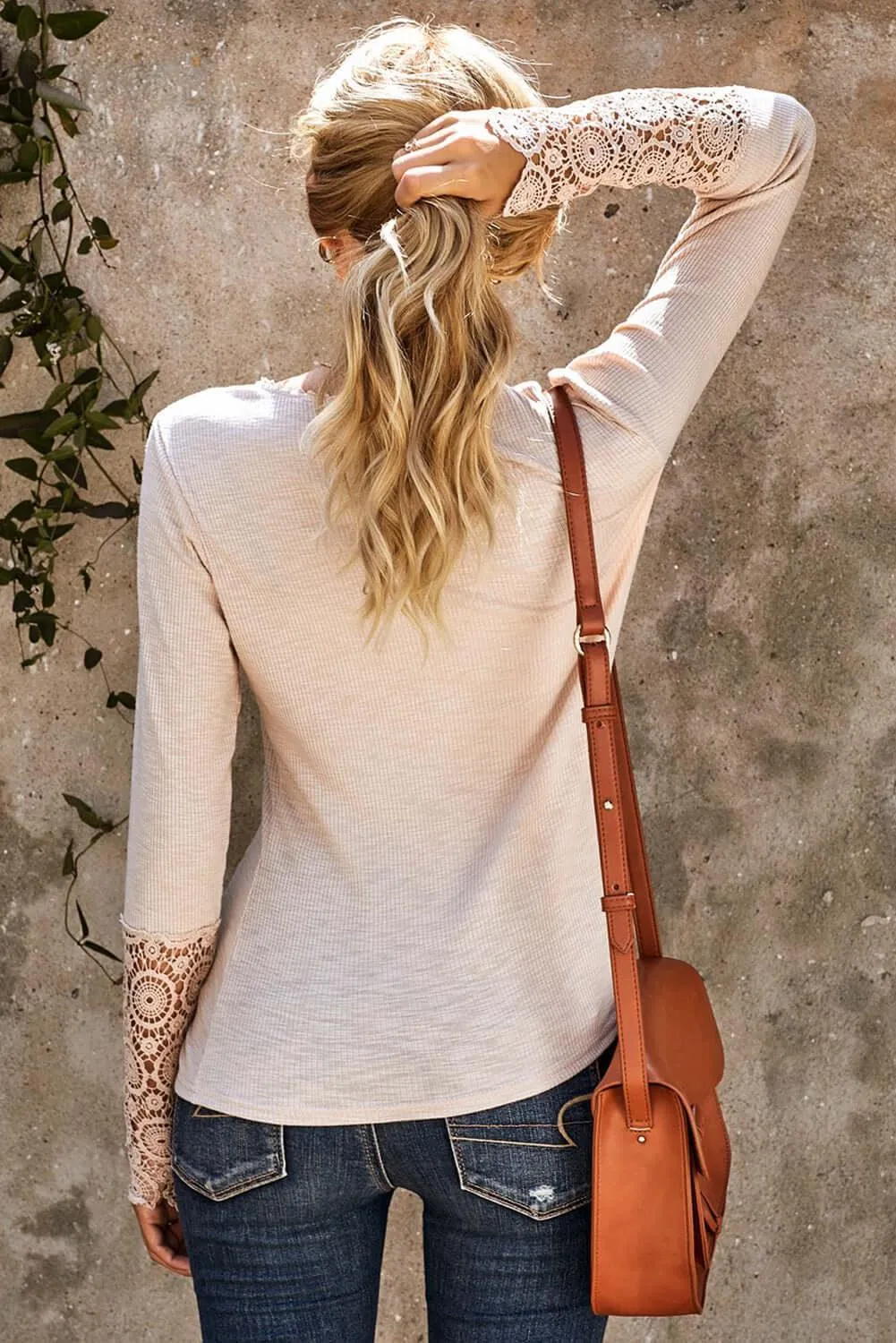 Just The Usual Long Sleeve Crochet Lace Top