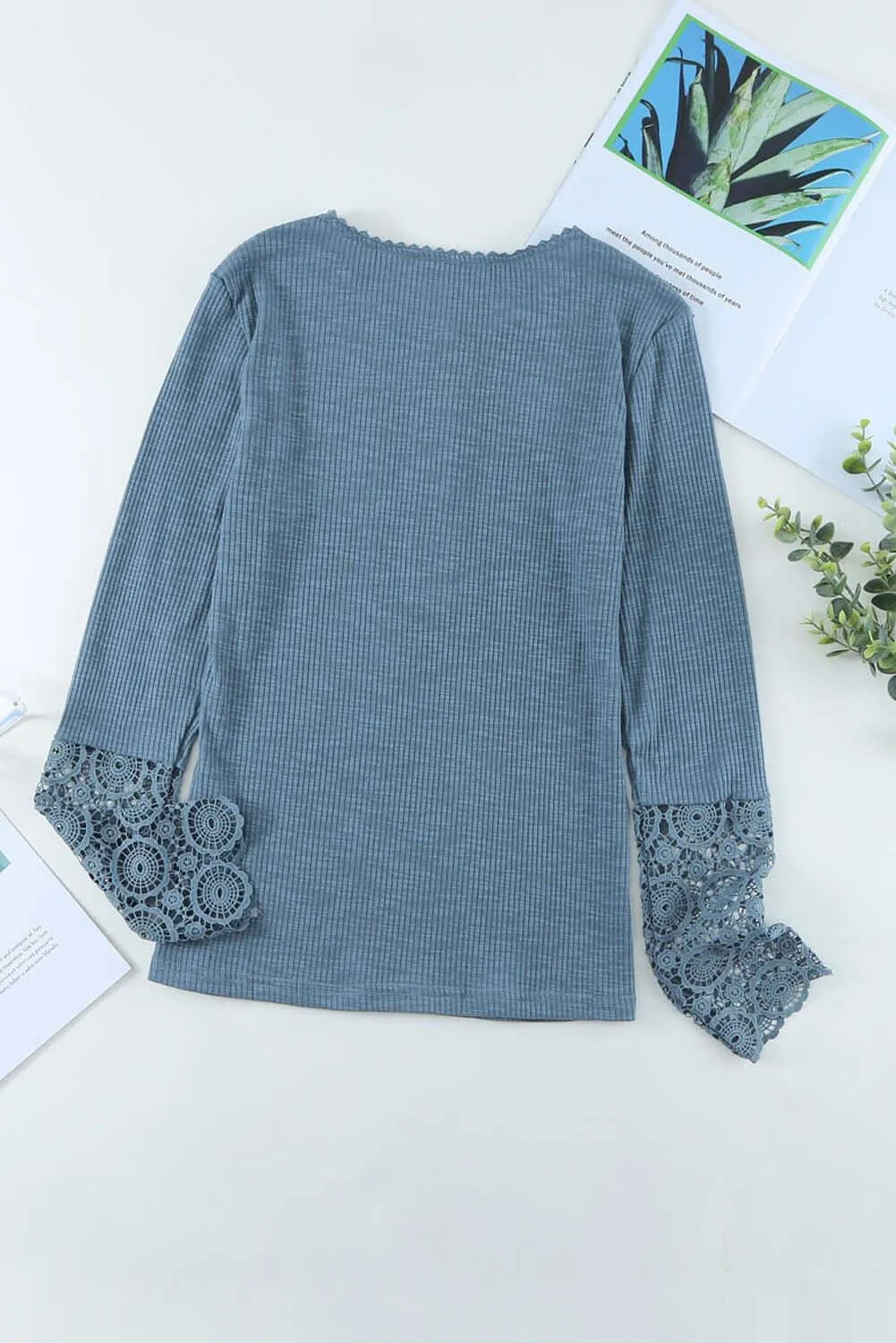 Just The Usual Long Sleeve Crochet Lace Top