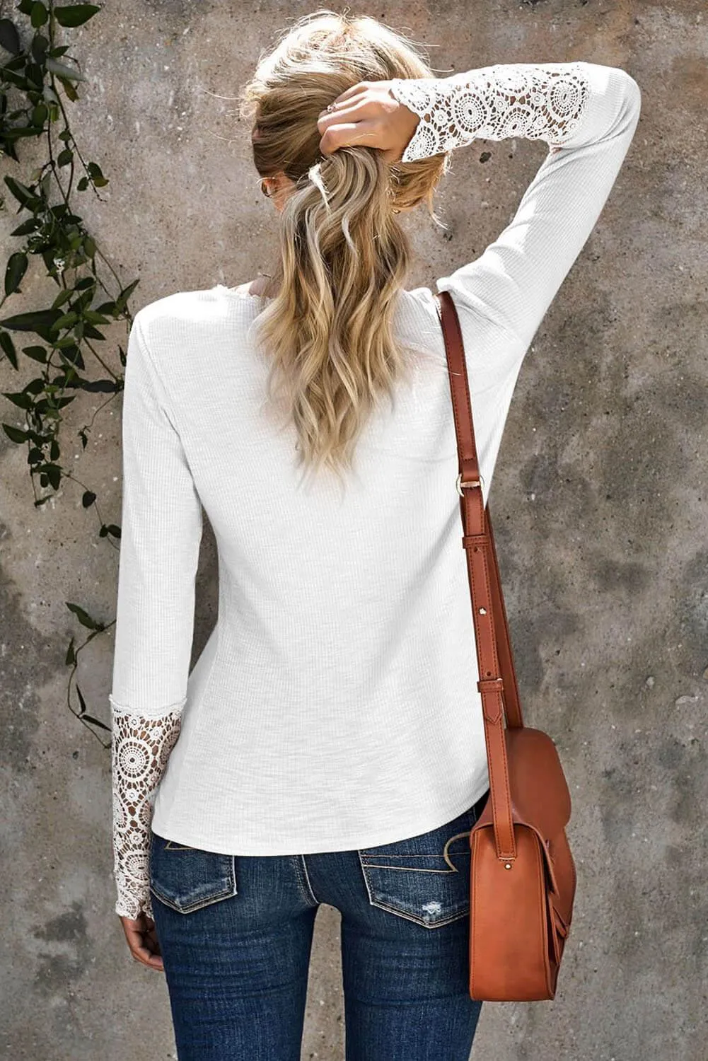 Just The Usual Long Sleeve Crochet Lace Top