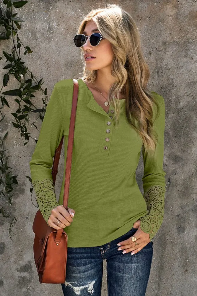 Just The Usual Long Sleeve Crochet Lace Top