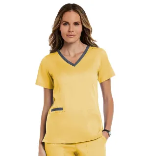 Maevn Contrast Double V-Neck Top