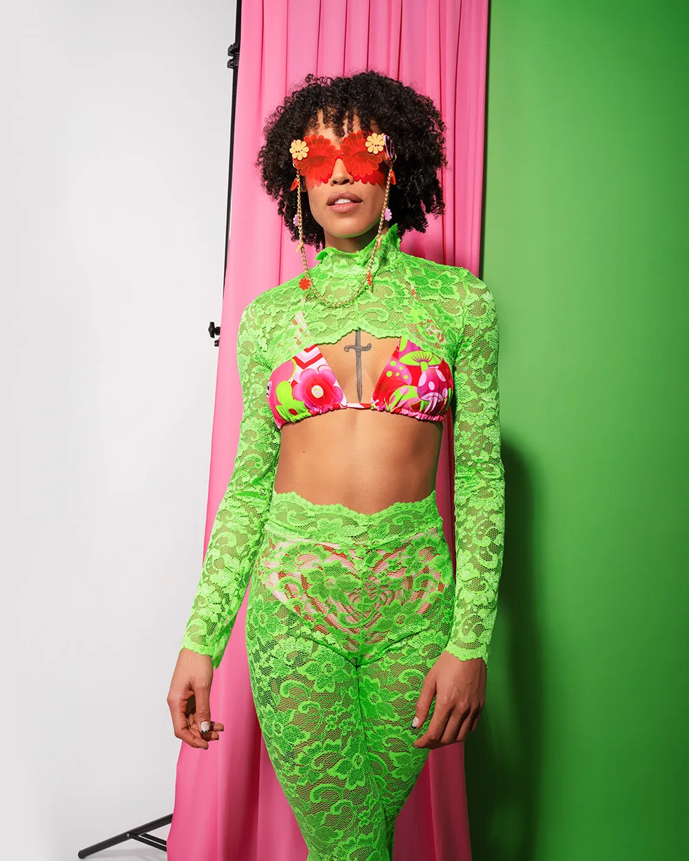 Magic Mushi Printed Triangle Bikini Top | Loonigans