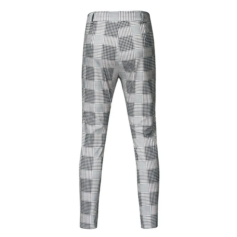 Men's Casual Skinny Plaid Pants