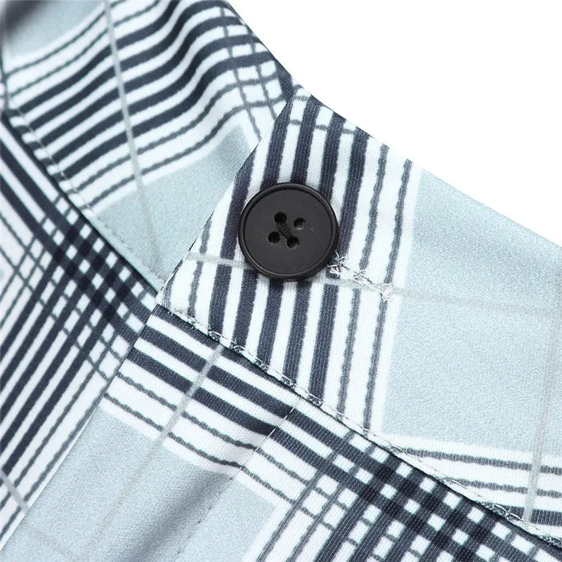 Men's Casual Skinny Plaid Pants