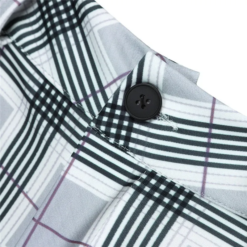 Men's Casual Skinny Plaid Pants