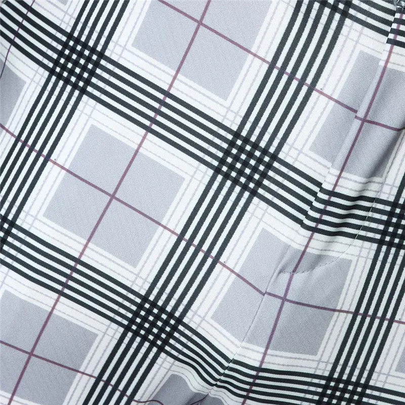 Men's Casual Skinny Plaid Pants