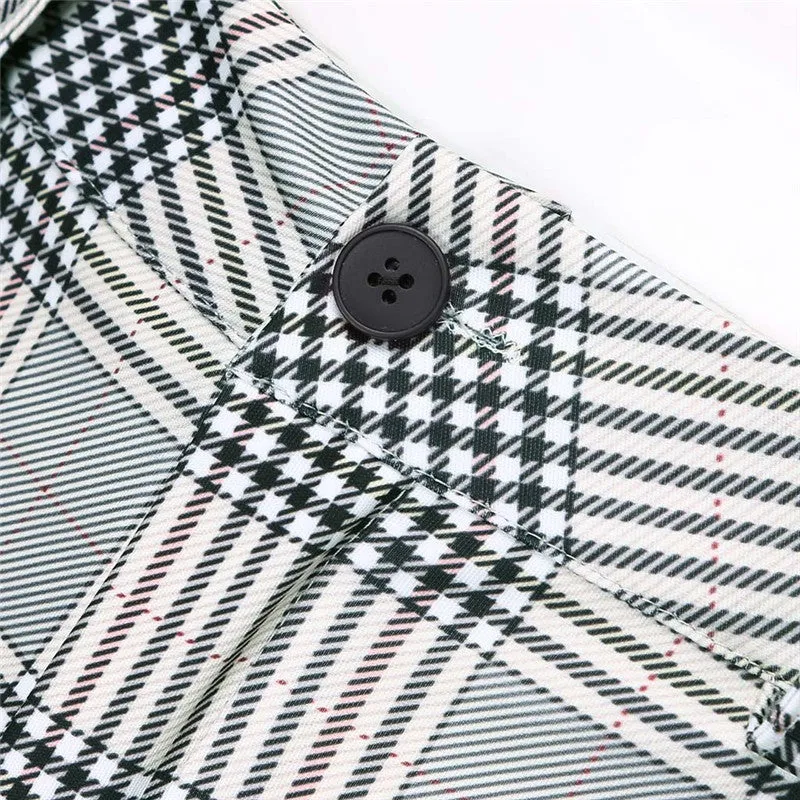 Men's Casual Skinny Plaid Pants