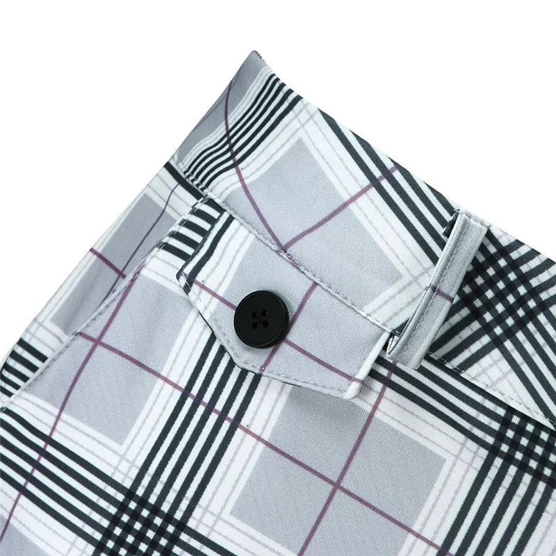 Men's Casual Skinny Plaid Pants