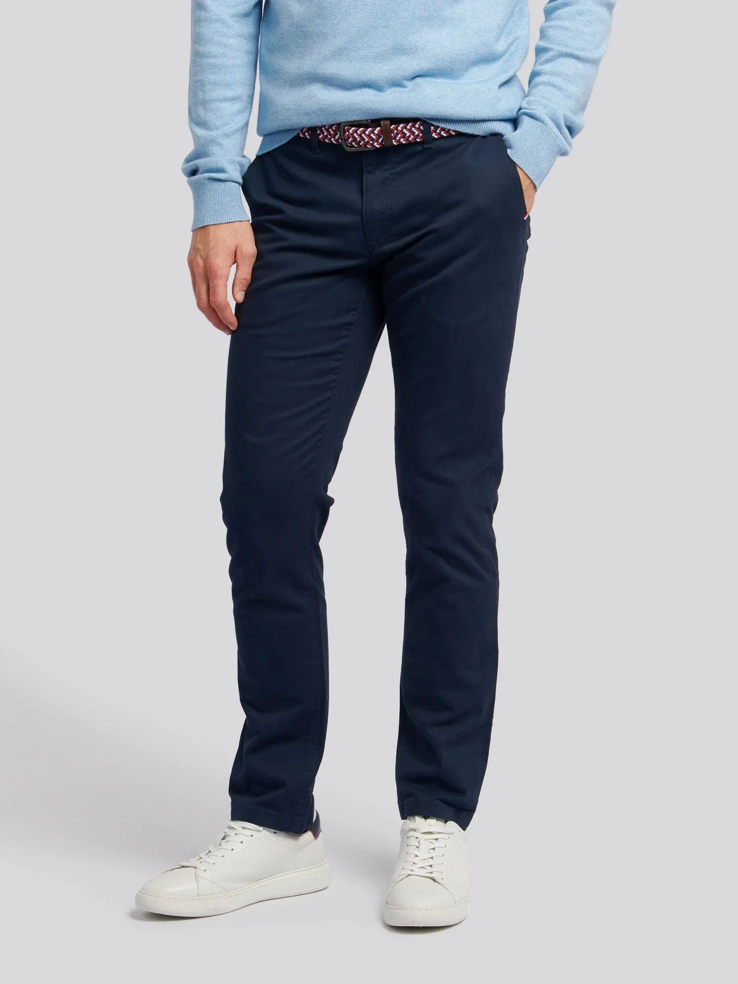 Mens Classic Chinos in Dark Sapphire Navy / Haute Red DHM