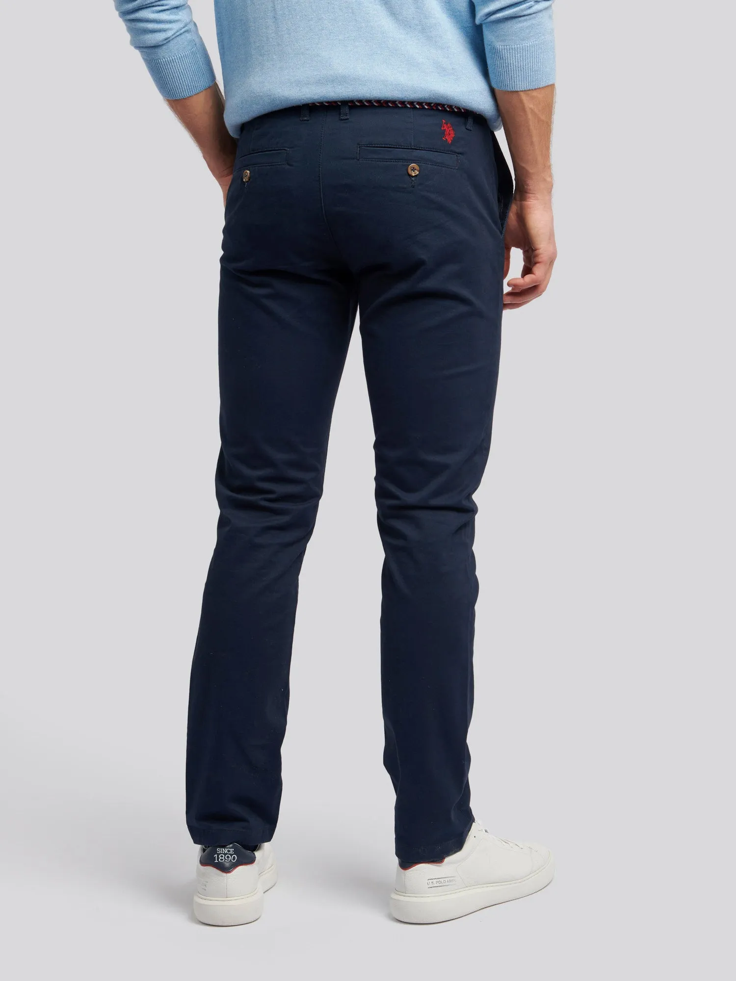 Mens Classic Chinos in Dark Sapphire Navy / Haute Red DHM