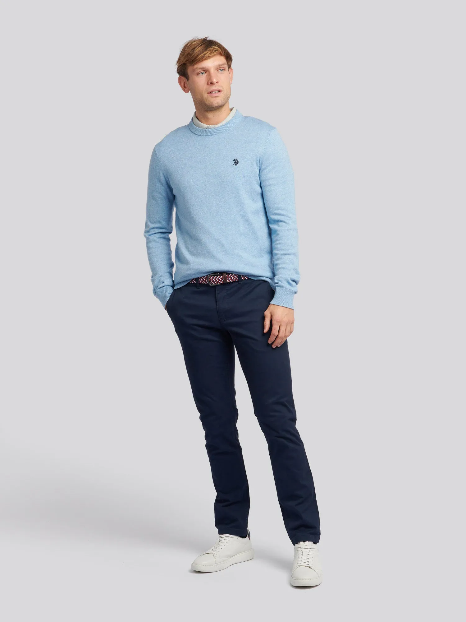 Mens Classic Chinos in Dark Sapphire Navy / Haute Red DHM