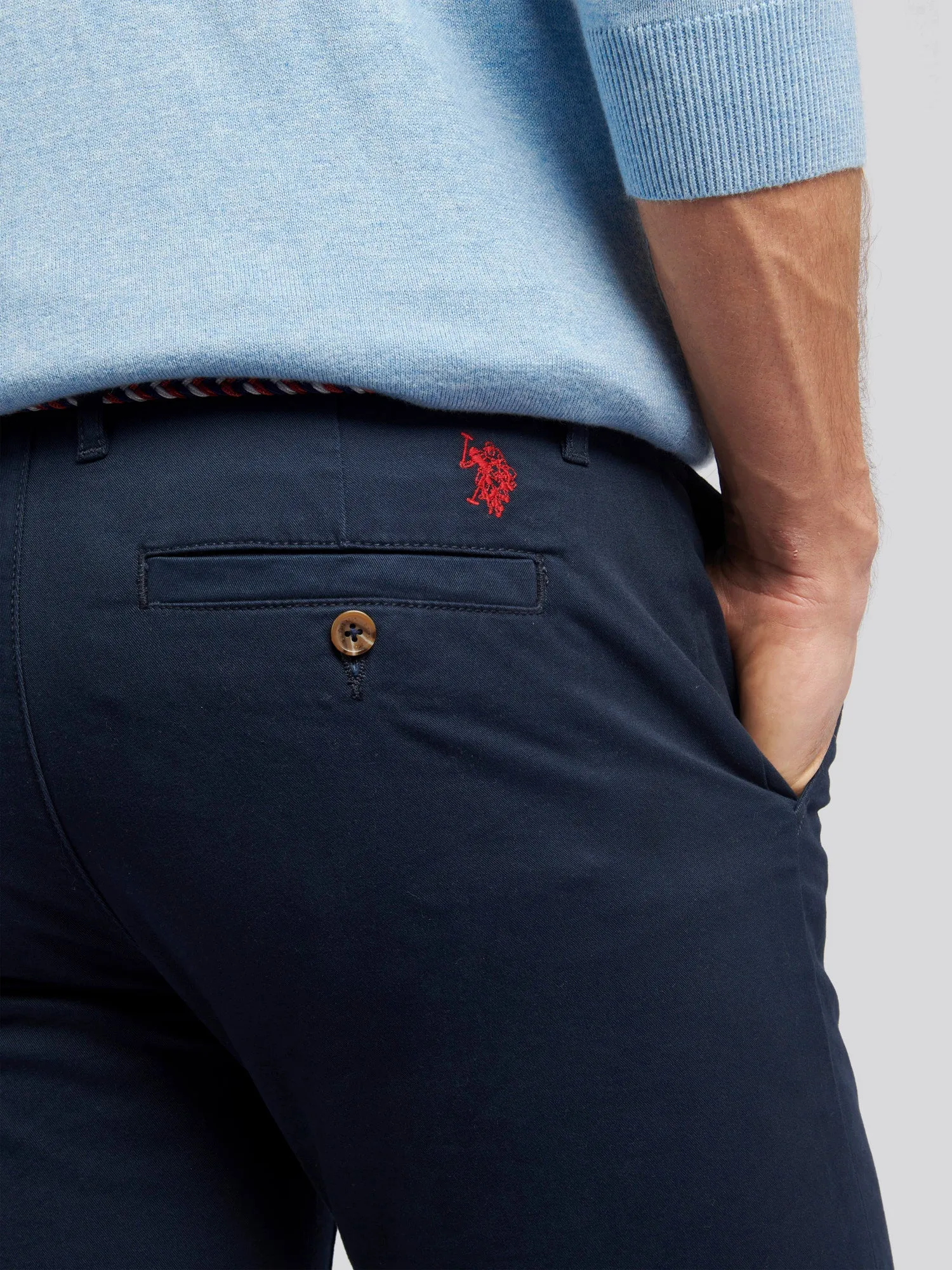 Mens Classic Chinos in Dark Sapphire Navy / Haute Red DHM