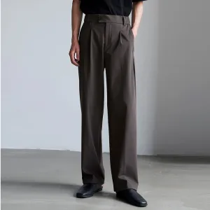 Men's Luxury Draped Baggy Suit Pants Casual Button-down Solid Color Straight Premium Elegant Dress Pants New