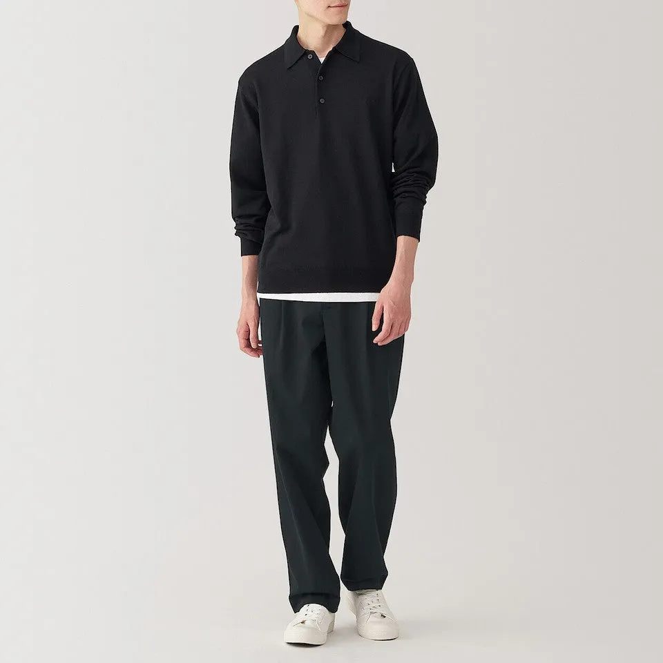 Men's Pleat Front Wide Leg Chinos