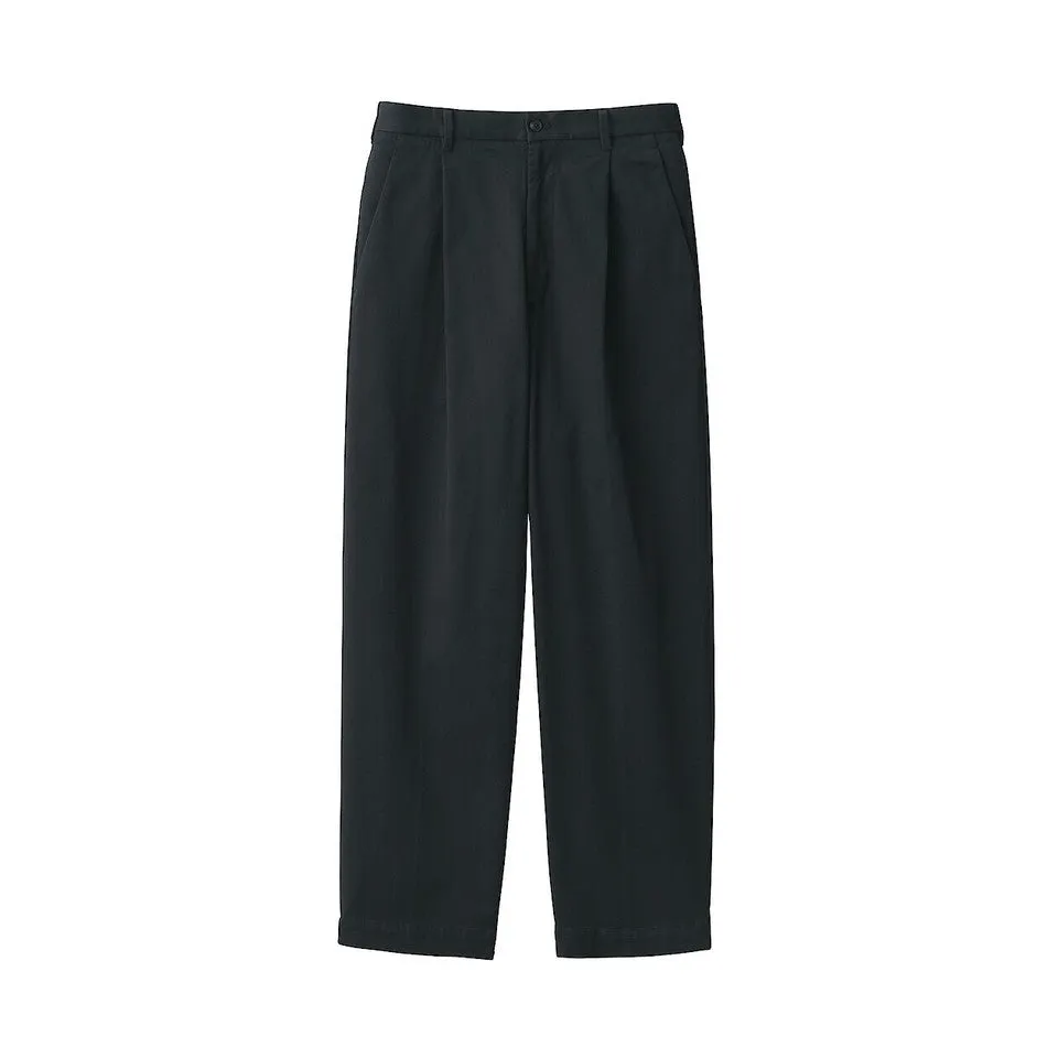 Men's Pleat Front Wide Leg Chinos