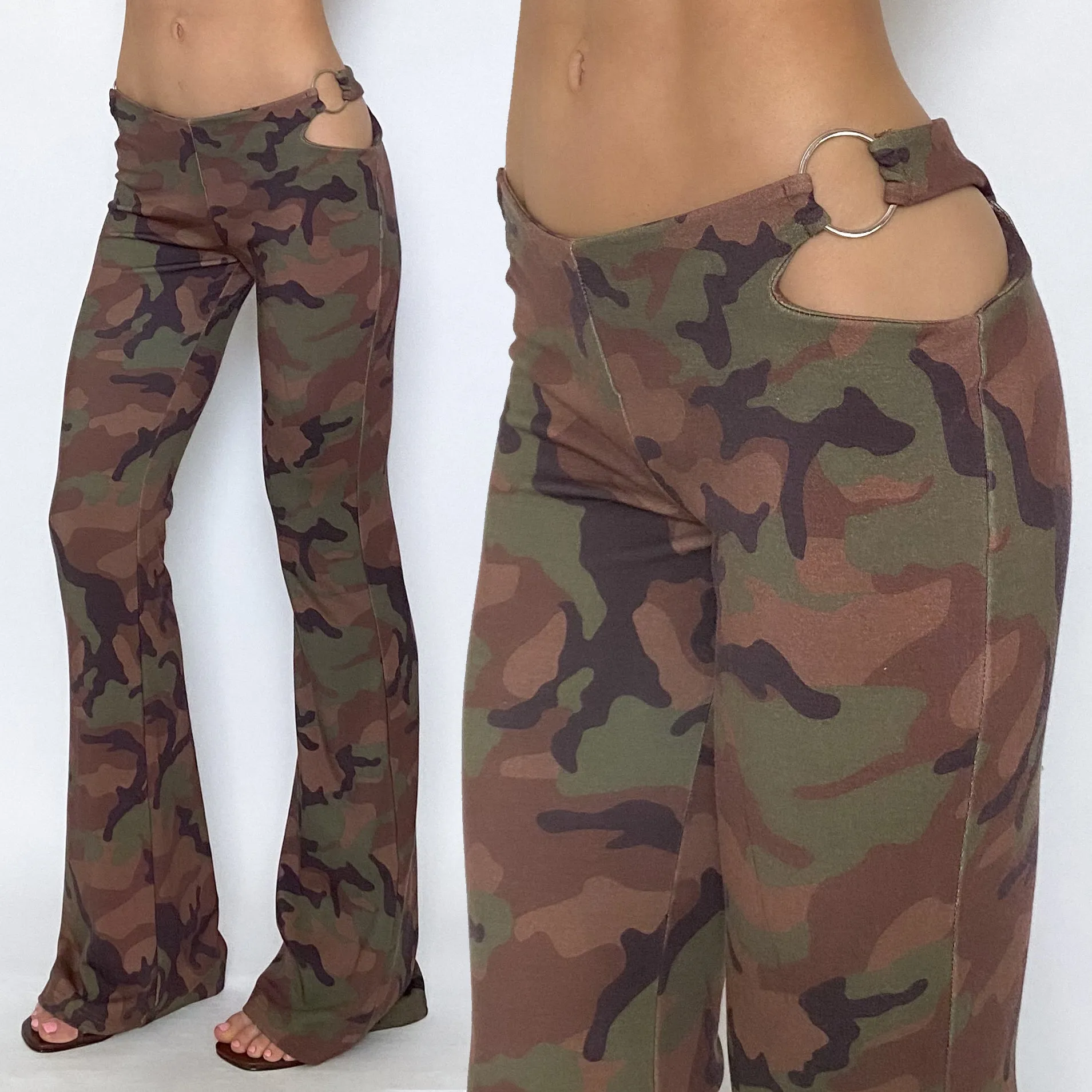 miaou o-ring cut out camo pants - small