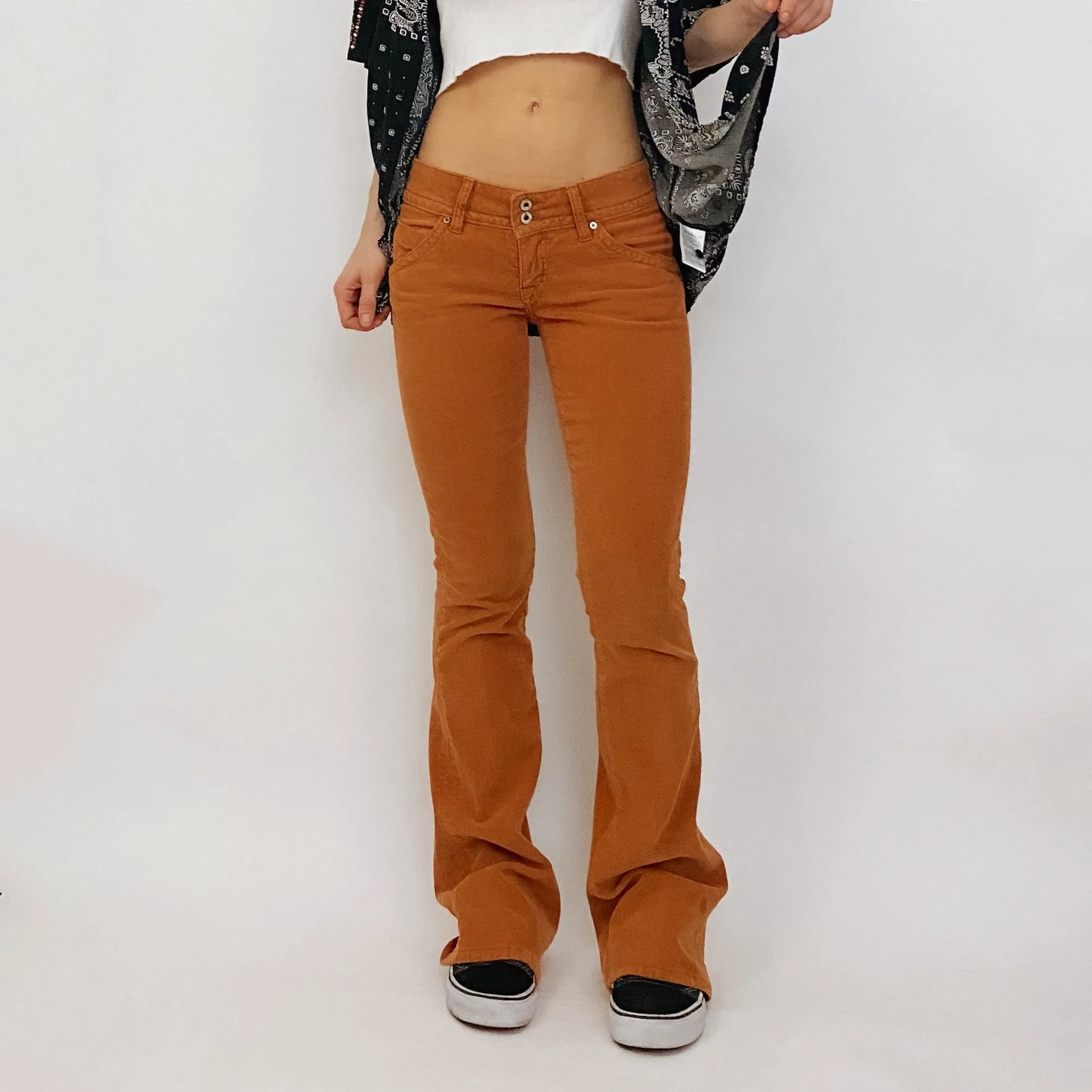 orange low rise corduroys - size 26