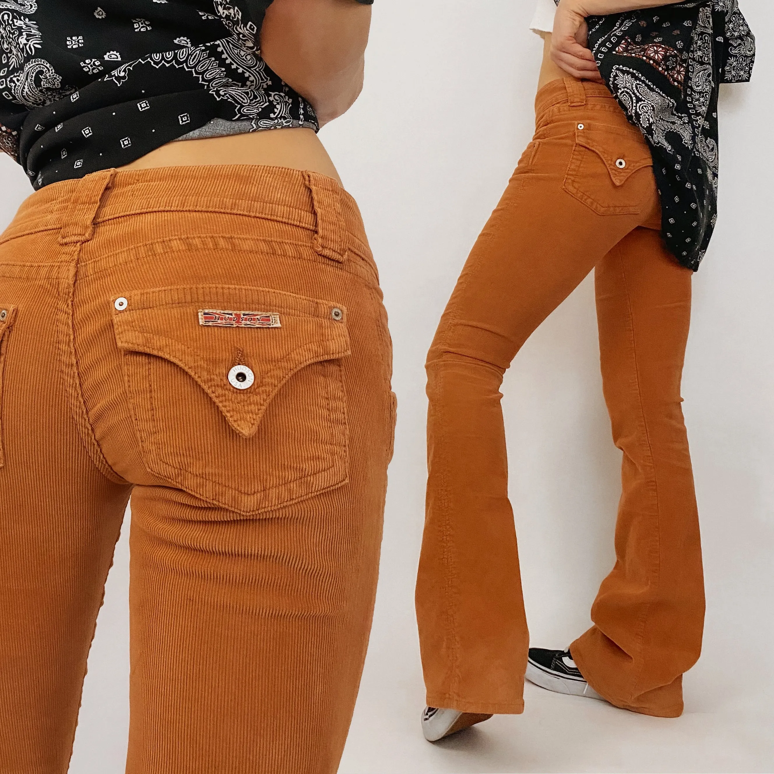 orange low rise corduroys - size 26